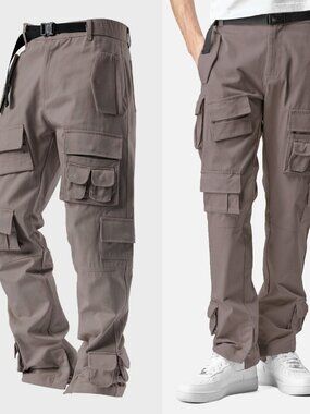 Black Tailor X1 Cargo Pants Men's 36 Adjustable Metal Belt Straight Button Leg